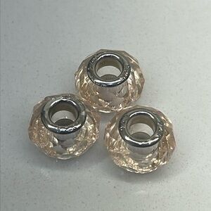 Silver 925 Crystal Charm Beads (set of 3)